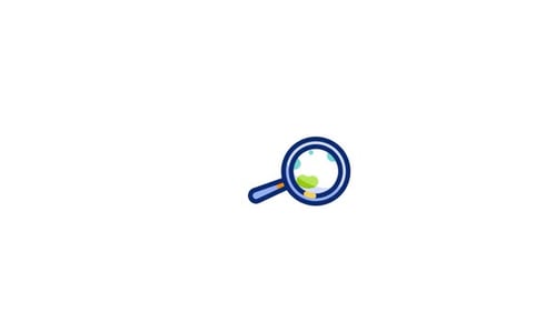 Animated Magnifying Glass Exploring Rotating Globe Icon