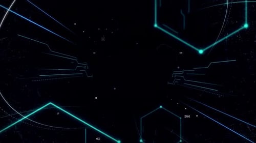 4K Technological Tunnel Lines Fly Towards The Camera