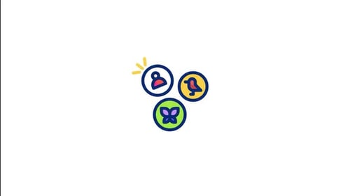 Animated Flat Design Icons for People, Animals, and Nature