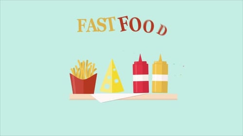 Animated Flat Design Fast Food Icons