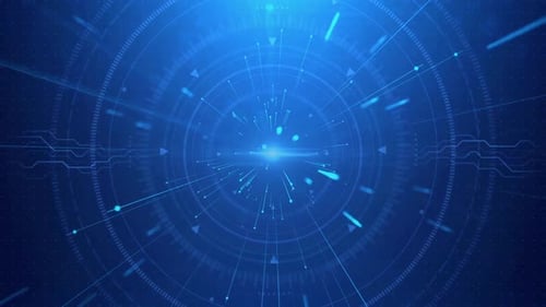 Rotating Circle Rings on a Space Background with Glowing Particle