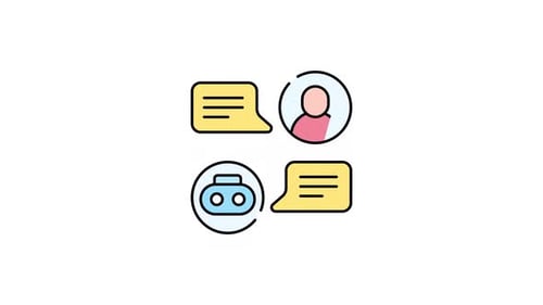 Animated Flat Design Icons for Chat Communication and AI Interaction