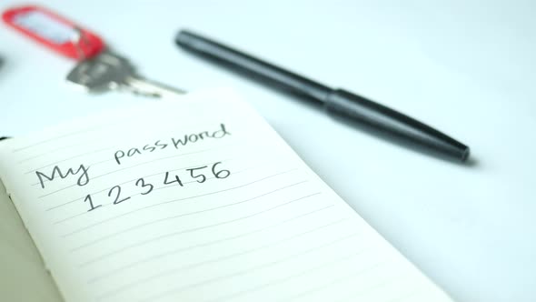 Simple Password Written in Notebook, Close Up, Technology Stock Footage ...