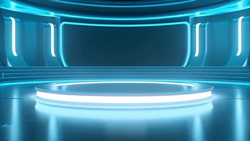 Futuristic Neon Blue Virtual Studio Stage Background