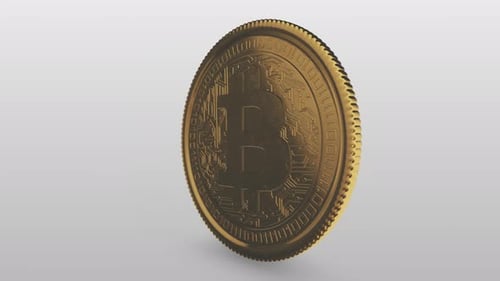 Spinning Golden Bitcoin Coin Digital Currency Animation