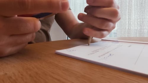 Signing real estate contract and receiving house key