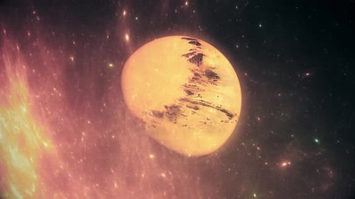 Abstract Cosmic Planet and Glowing Star Space Animation