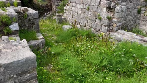 Slowmotion Video of the Ruins of the Bar Old City or Stari Grad