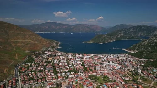 Aerial View of Icmeler Bay and Mountains on the Turkish Coast