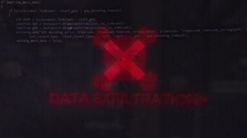 Exfiltration de données sur Hacker Vh Skull Pirates et Cyberattack Symbol with Glitch