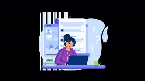 Animated Illustration of Online Quiz and Test Taking