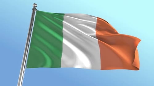 Realistic Waving Ireland Flag Seamless Loop Background