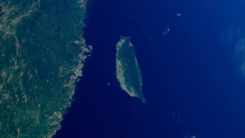 Taiwan From Space. Asia From Space Orbit. Blue Planet Earth. Globe