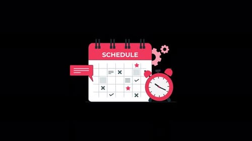 Animated Calendar with Clock. Scheduled Appointment Time Concept Video - Transparent