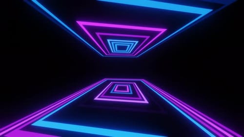 Purple and Blue Blinking Neon Squares Vj Loop Animation