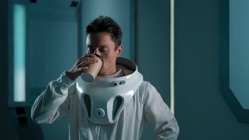 Astronaut Drinks Coffee on the ISS