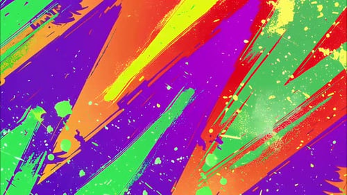 Stylized 2D Zap Colorful Pattern Background Dynamic Comic Ink Zigzag Splatters and Strokes 4k Loop