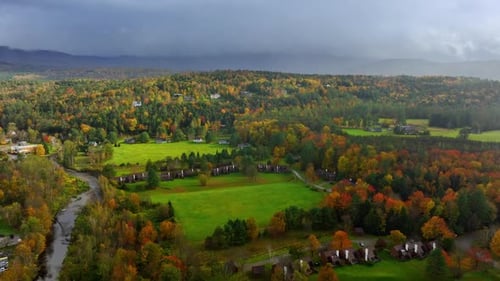 Aerial View of Colorful Rural Landscape in Autumn