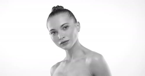 Confident Charismatic Model in Slow Motion BW Studio Video