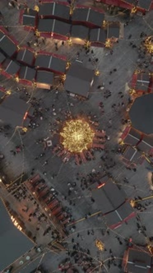 Zurich, Switzerland Aerial view of the Zurich Christmas Market, the Weinachsdorf