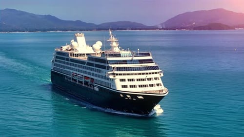 Kreuzfahrtschiff, das über das Mittelmeer segelt - Luftaufnahmen.