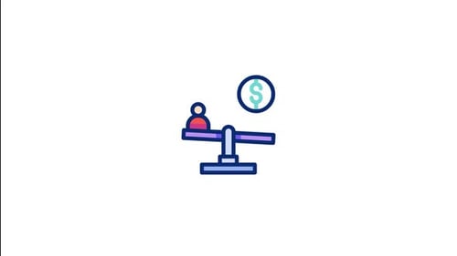 Animated Seesaw Balancing Person and Money Icon