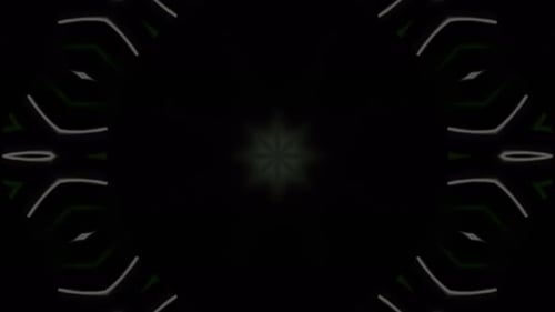 Abstract Geometric Green Light Kaleidoscope Looping Background