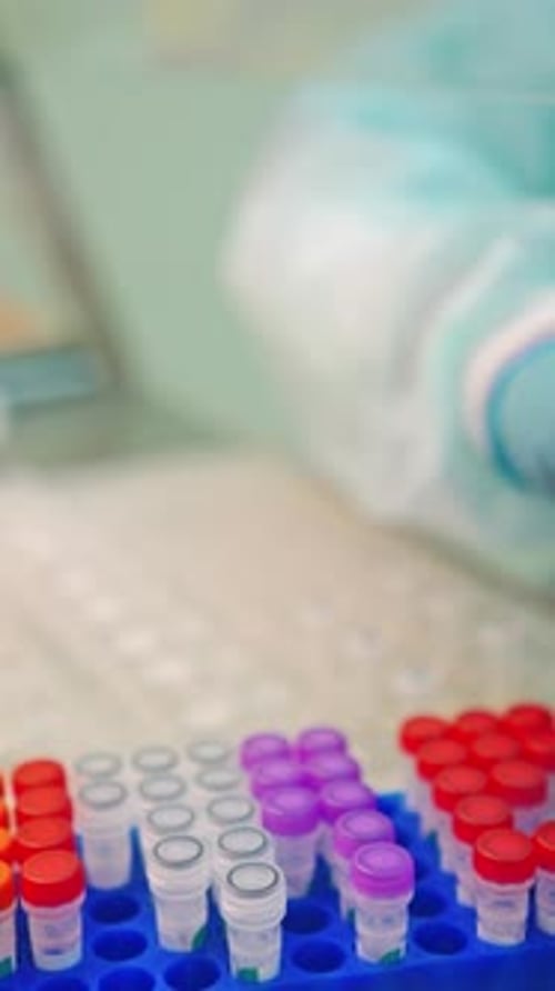 Close Up of Lab Work with Test Tubes