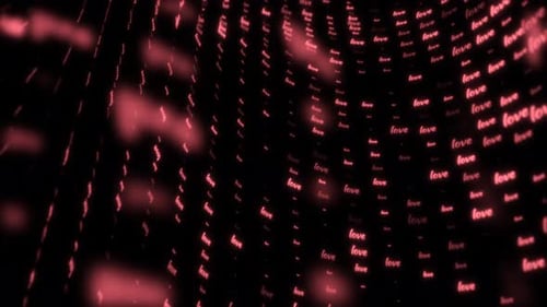 Neon Red Love Text Tunnel Animation Background