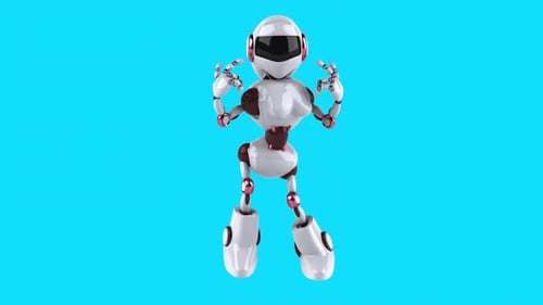 Fun 3D cartoon happy robot (with alpha channel)
