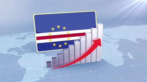 Cape Verde Flag With Increasing Bar Chart Graph And Arrow Red