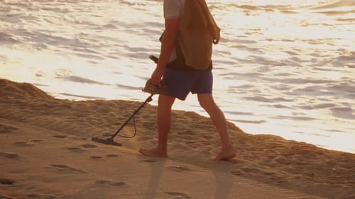 Metal Detector on the Sand Beach Delightful Metal Detecting Adventure on the Beautiful Beach at