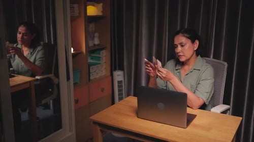 Stressed woman counting savings for future investment, economic downturn and slowdown,