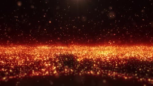 Golden Glittering Particles Waving Horizon Background Loop