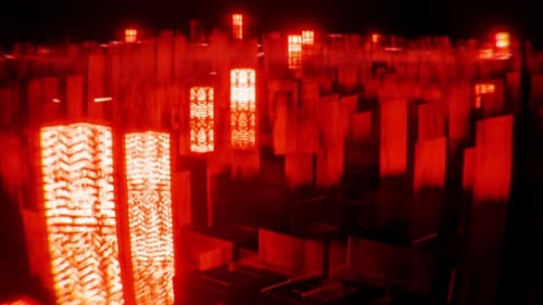 Abstract Glowing Futuristic Cityscape Loop Background