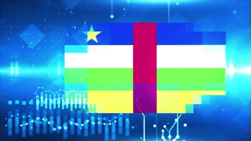 Central African Republic Flag On Economy Background And Graph