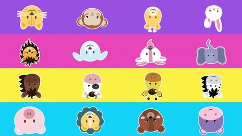 Fondo de animales de dibujos animados. Colorido y divertido. Parece Loop 4K