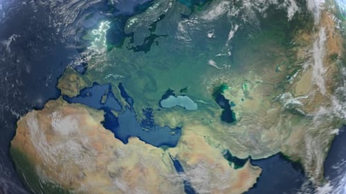 Realistic Earth Orbit and Zoom Glowing Borders United Kingdom