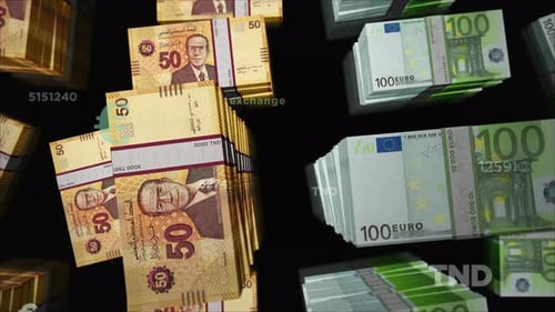 Euro and Tunisia Dinar money exchange loop