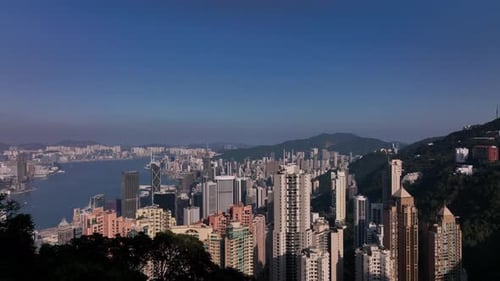 Flying Over The Majestic Buildings Of Hong Kong