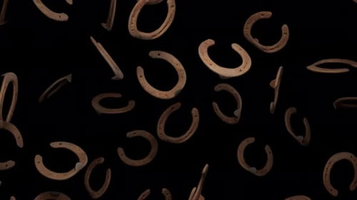 Lucky Horseshoes Falling and Rotating Loop Background