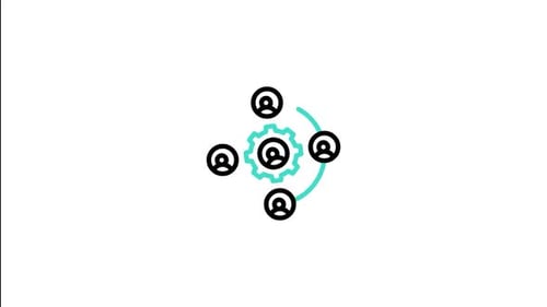 Animated Flat Design Icons: Teamwork, Users, and Settings