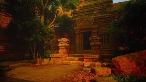 Ancien temple cambodgien entouré de forêt