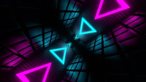 Cyan And Pink Neon Area Corridor With Rotation Background Vj Loop In 4K