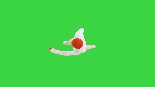 Casual Handsome Young Man Walking and Start Dancing on a Green Screen Chroma Key