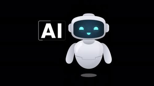 Cute AI Robot Character Technology Text Reveal Animation