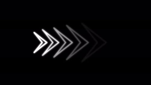 Animation of White Neon Arrow Pointing Right on black background