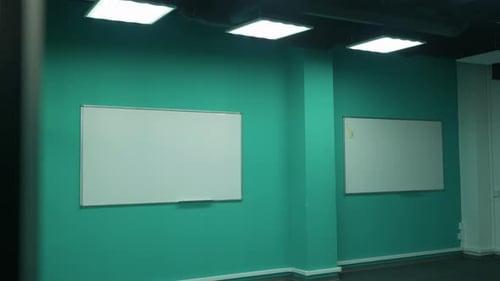 Coworking Workspace the Interior of Empty Office Space a Walk Through the Office Inside Skyscraper