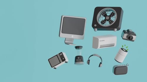 Modern 3D Electronic Gadgets Floating Loop Animation