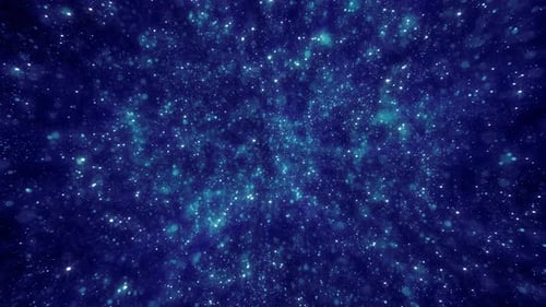 Glittering Blue Particles Flying Abstract Motion Background